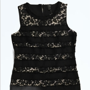 NWT J Crew Fringe Tweed Black‎ Nude Top S